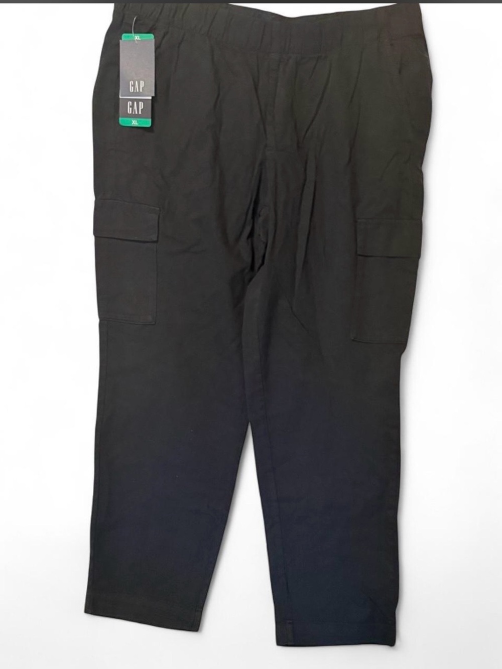 GAP Black Twill Cargo Pants Elastic Waist XL NWT Trend